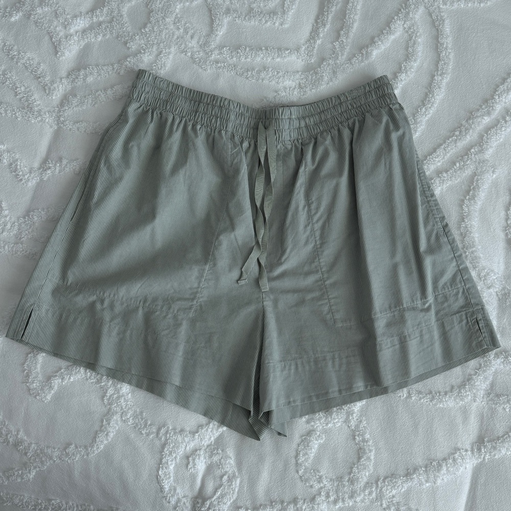 ATM Cotton Striped Shirt in Sage Green/White and shorts set, S/M - Picture 4 of 5